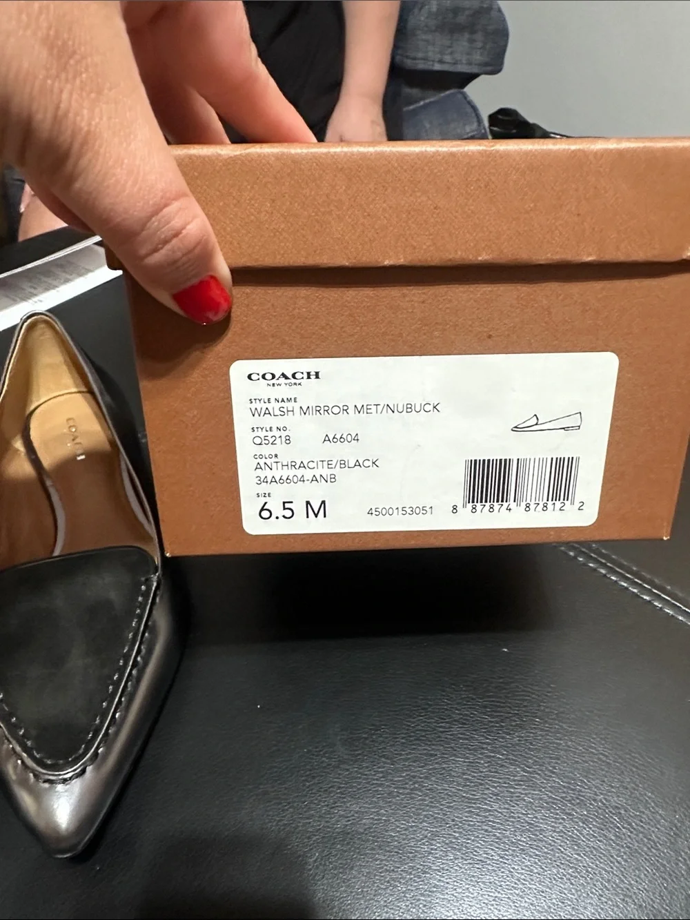Womens Metallic Silver Loafers with Black Toe Accent